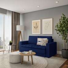 Sofá 3 Lugares Retrátil Nion Linho Azul Marinho 180 cm