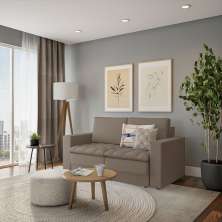 Sofá 3 Lugares Retrátil Nion Suede Bege 180 cm