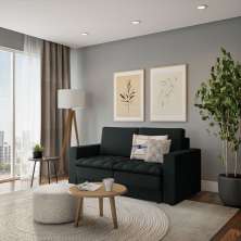 Sofá 3 Lugares Retrátil Nion Suede Preto 180 cm