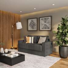 Sofá 3 Lugares Retrátil Nuremberga  Suede Grafite 180 cm