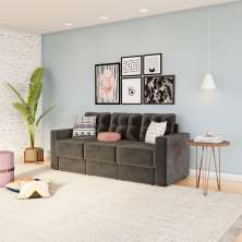 Sofá 3 Lugares Retrátil Nuremberga Suede Grafite 210 cm