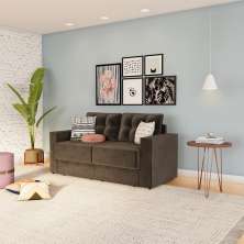 Sofá 3 Lugares Retrátil Nuremberga Suede Marrom 180 cm