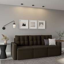 Sofá 3 Lugares Retrátil Ruiru Suede Marrom 210 cm