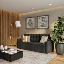 Sofá 3 Lugares Retrátil Thika Suede Grafite 210 cm