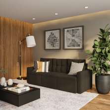 Sofá 3 Lugares Retrátil Thika Suede Marrom 210 cm