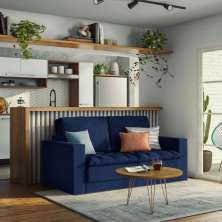 Sofá 3 Lugares Retrátil Zugo Linho Azul Marinho 180 cm