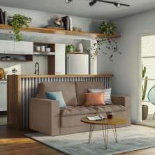 Sofá 3 Lugares Retrátil Zugo Suede Bege 180 cm