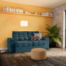 Sofá 3 Lugares Retrátil e Reclinável Angers Suede Azul Turquesa