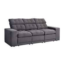 Sofá 3 Lugares Retrátil e Reclinável Baden Suede Grafite 230 cm