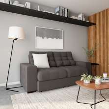Sofá 3 Lugares Retrátil e Reclinável Drancy Suede Castanho