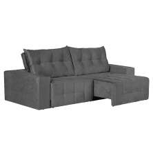 Sofá 3 Lugares Retrátil e Reclinável Florença Suede Amassado Cinza Chumbo