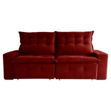 Sofá 3 Lugares Retrátil e Reclinável França Suede Bordô