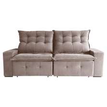 Sofá 3 Lugares Retrátil e Reclinável França Suede Marrom