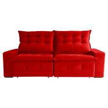 Sofá 3 Lugares Retrátil e Reclinável França Suede Vermelho