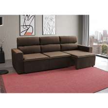 Sofá 3 Lugares Retrátil e Reclinável Hanôver II Suede Marrom 210 cm