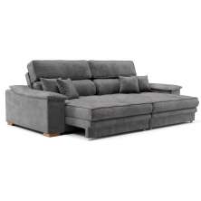 Sofá 3 Lugares Retrátil e Reclinável Lupin Velosuede Grafite 214 cm