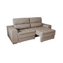 Sofá 3 Lugares Retrátil e Reclinável Montevideo Suede Bege