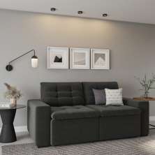 Sofá 3 Lugares Retrátil e Reclinável Paris Suede Cinza