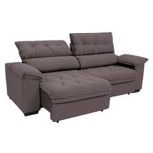 Sofá 3 Lugares Retrátil e Reclinável Piemont Suede Bege 230 cm