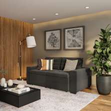 Sofá 3 Lugares Retrátil e Reclinável Provença Suede Cinza