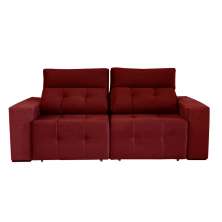 Sofá 3 Lugares Retrátil e Reclinável Roma Suede Bordô