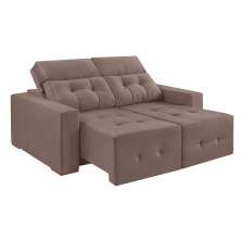 Sofá 3 Lugares Retrátil e Reclinável Roma Suede Marrom 180 cm