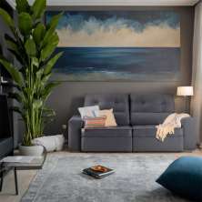Sofá 3 Lugares Retrátil e Reclinável com Baú Lys Suede Grafite