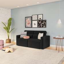 Sofá 3 Lugares Retrátil e Reclinavél Bochum Suede Preto 180 cm