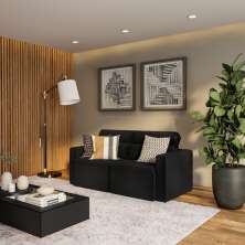 Sofá 3 Lugares Retrátil e Reclinavél Brunsvique Suede Preto 180 cm