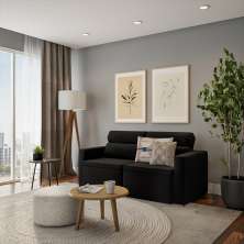 Sofá 3 Lugares Retrátil e Reclinavél Duisburgo Suede Preto 180 cm