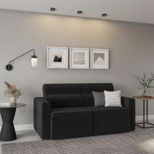 Sofá 3 Lugares Retrátil e Reclinavél Mannheim Suede Preto 180 cm