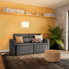 Sofá 3 Lugares Retrátil e Reclinavél Munster Suede Grafite 180 cm