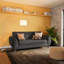 Sofá 3 Lugares Shofia Suede Cinza