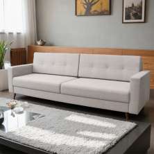 Sofá 3 Lugares Tulip Pé Palito Linho Cotton Cru 210 cm