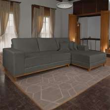Sofá 4 Lugares Avis Com Chaise Direito Linho Cinza