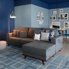 Sofá 4 Lugares Bayan com Chaise Direito Veludo Cinza