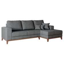 Sofá 4 Lugares Belgrado com Chaise Direito Linho Cinza 250 cm