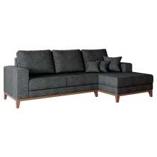 Sofá 4 Lugares Belgrado com Chaise Direito Linho Grafite 250 cm