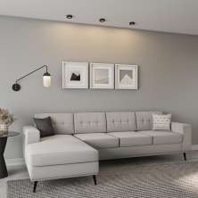 Sofá 4 Lugares Leave com Chaise Esquerdo Pé Palito Linho Cotton Cru