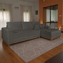Sofá 4 Lugares Monte Belo Com Chaise Direito Linho Cinza