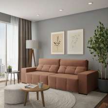Sofá 4 Lugares Retrátil e Reclinável Bari Suede Marrom