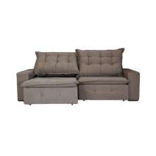 Sofá 4 Lugares Retrátil e Reclinável França Suede Marrom