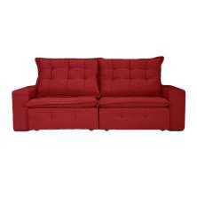 Sofá 4 Lugares Retrátil e Reclinável França Suede Vermelho