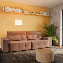 Sofá 4 Lugares Retrátil e Reclinável Genova Suede Marrom