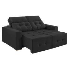 Sofá 4 Lugares Retrátil e Reclinável Roma Suede Grafite 250 cm
