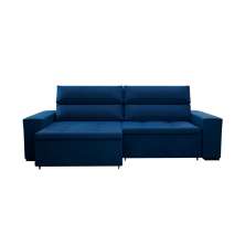 Sofá 4 Lugares Retrátil e Reclinável Spencer Veludo Azul Marinho 260 cm
