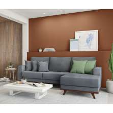 Sofá 4 Lugares Sonda com Chaise Direito Veludo Cinza