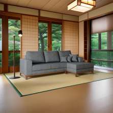 Sofá 4 Lugares Thalia com Chaise Direito Linho Cinza 250 cm