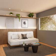 Sofá-Cama 3 Lugares Casal Agatha com Pés de Madeira Branco