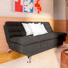 Sofá-Cama 3 Lugares Casal Agio Suede Cinza